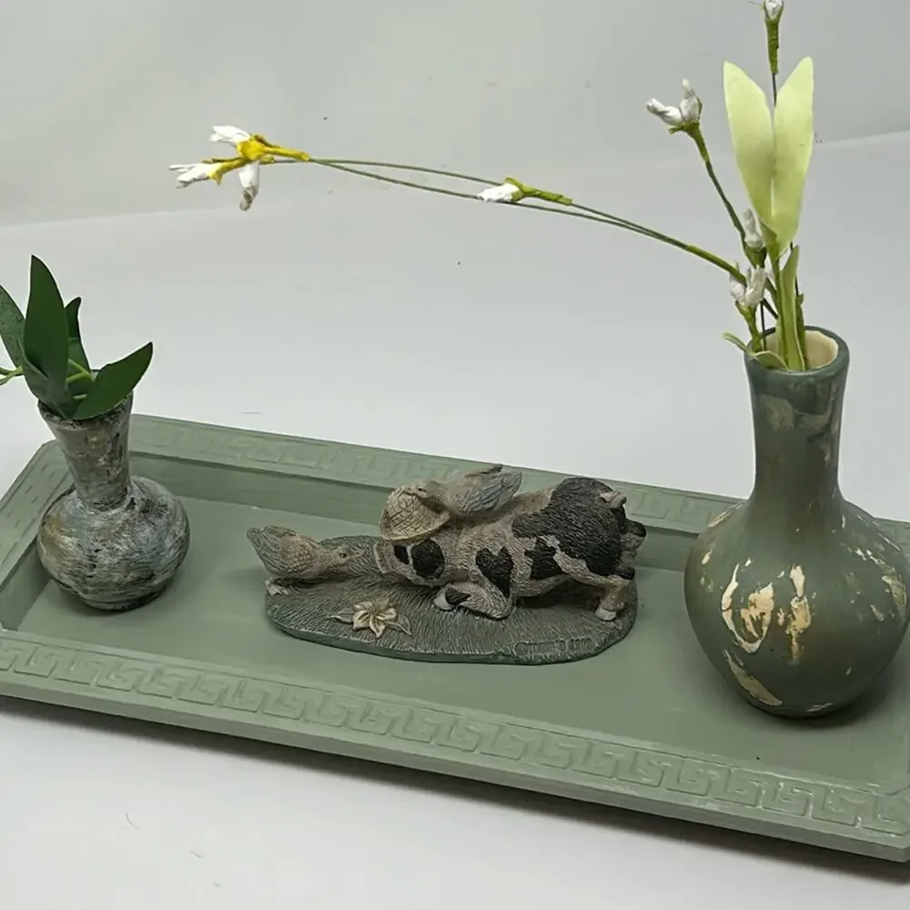 3 Piece Green Tray Farmhouse Vignette